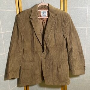 Vintage James River Traders‎ Mens Tan Corduroy 3-Button Blazer Sport Coat Size L